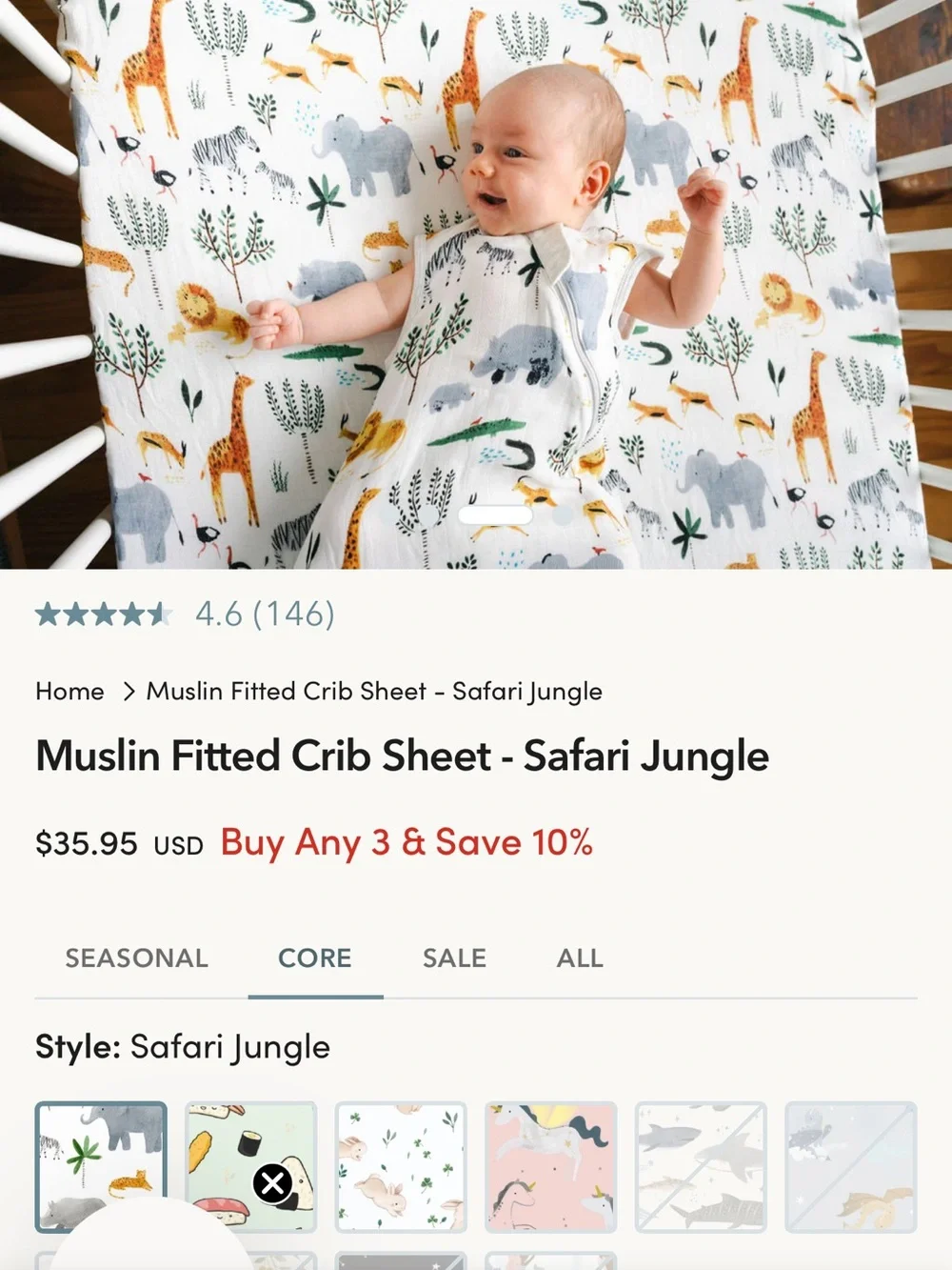 New in box - Loulou Lollipop Crib Sheet Safari Jungle